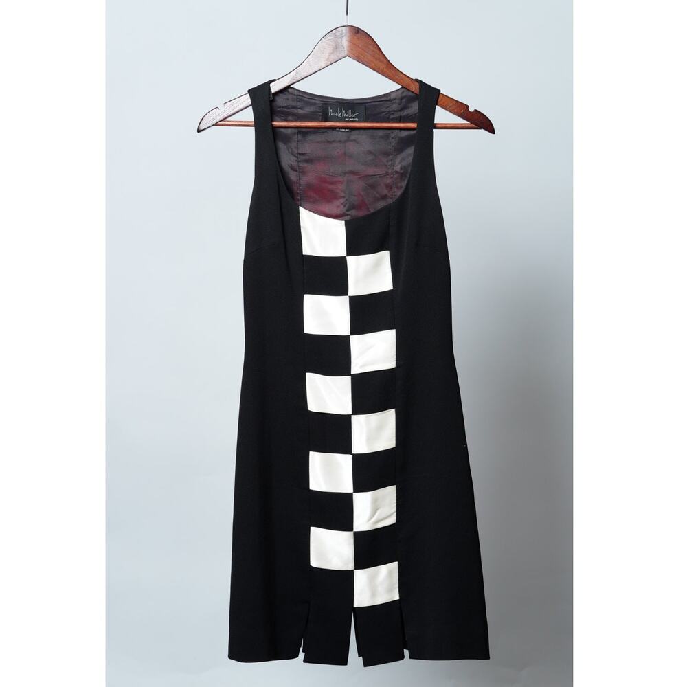 Nicole Miller Vintage Union Made Satin Ribbon Black White Dress Size 4